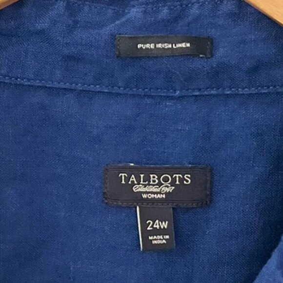 Talbots Woman's Plus-Size Blue Pure Irish Linen Tunic Sz 24 - Picture 4 of 7